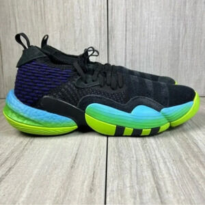 adidas Black, Blue, and Neon Green Athletic Sneakers